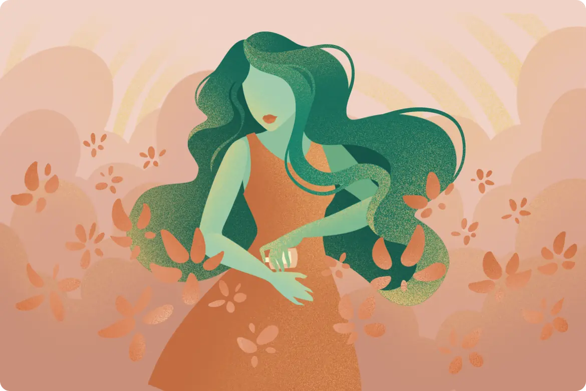 Illustration of a woman applying perfume to her wrist, representing the proper way to wear fragrance
